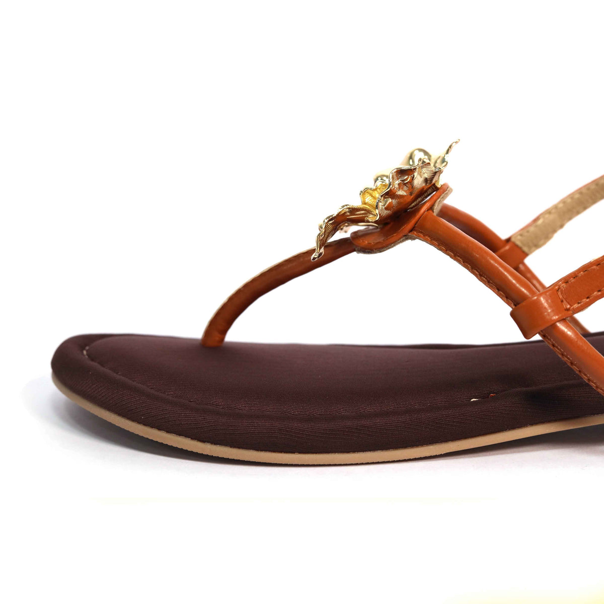 Brown Open Toe Slip on closure Zeno Brown Flat