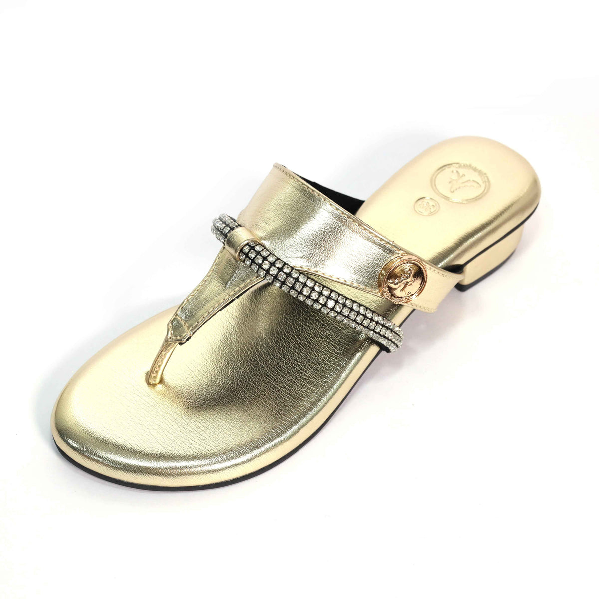 Orbit Gold Open Toe Kitten Heels for Women