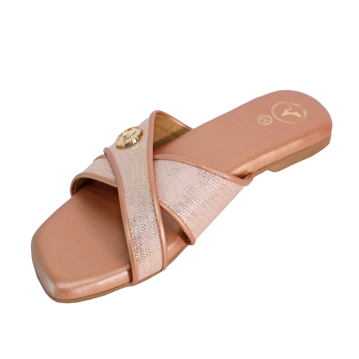 Pink Vegan Faux Leather Pastel Logo Flat