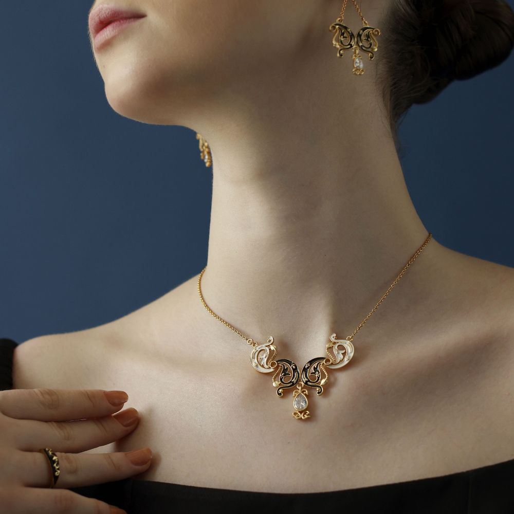 Baroque Wave Enamel Necklace