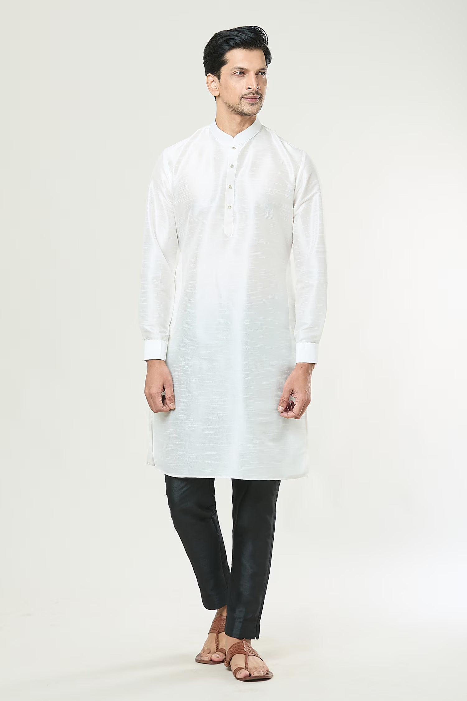 Off White Embroidered Kurta-Jacket Set