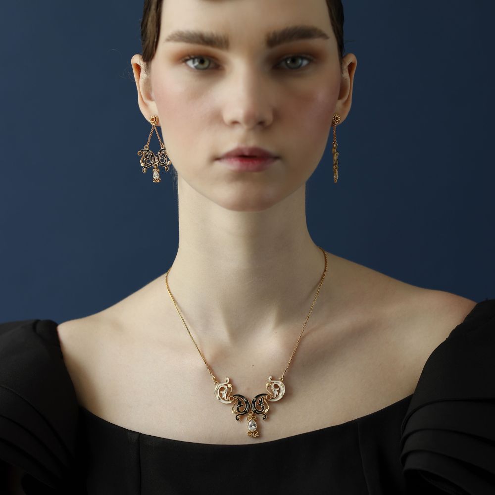 Baroque Wave Enamel Necklace