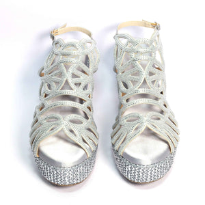 Women's Giorgia Grey Wedge Sandals – Open Toe, Vegan Faux Leather