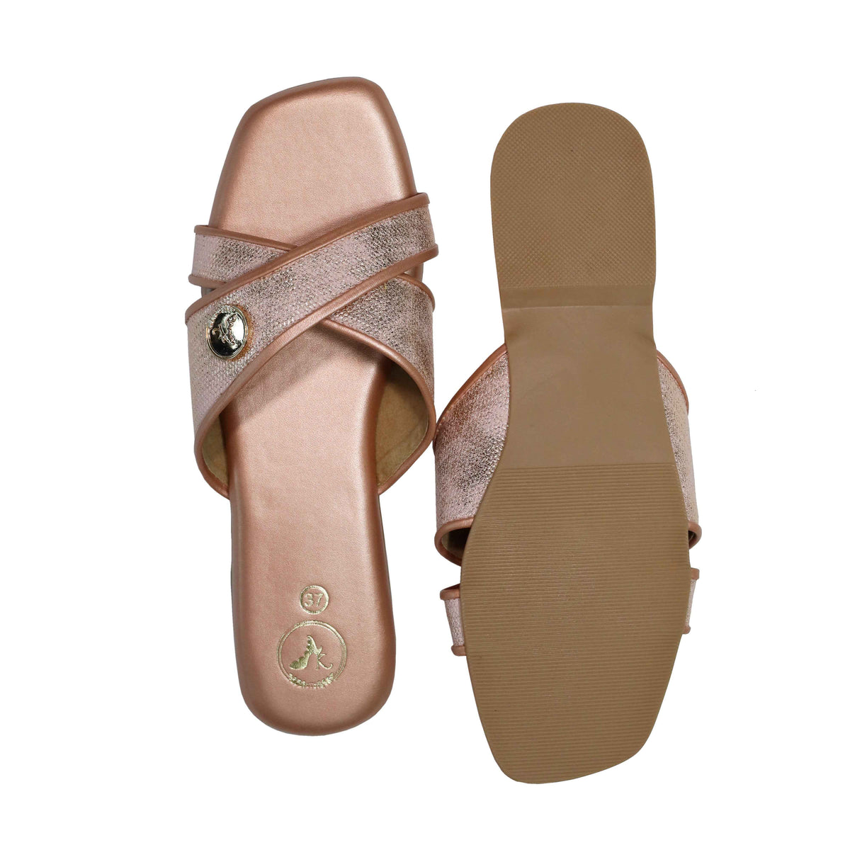 Pink Vegan Faux Leather Pastel Logo Flat