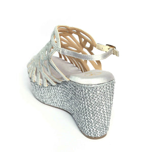 Women's Giorgia Grey Wedge Sandals – Open Toe, Vegan Faux Leather
