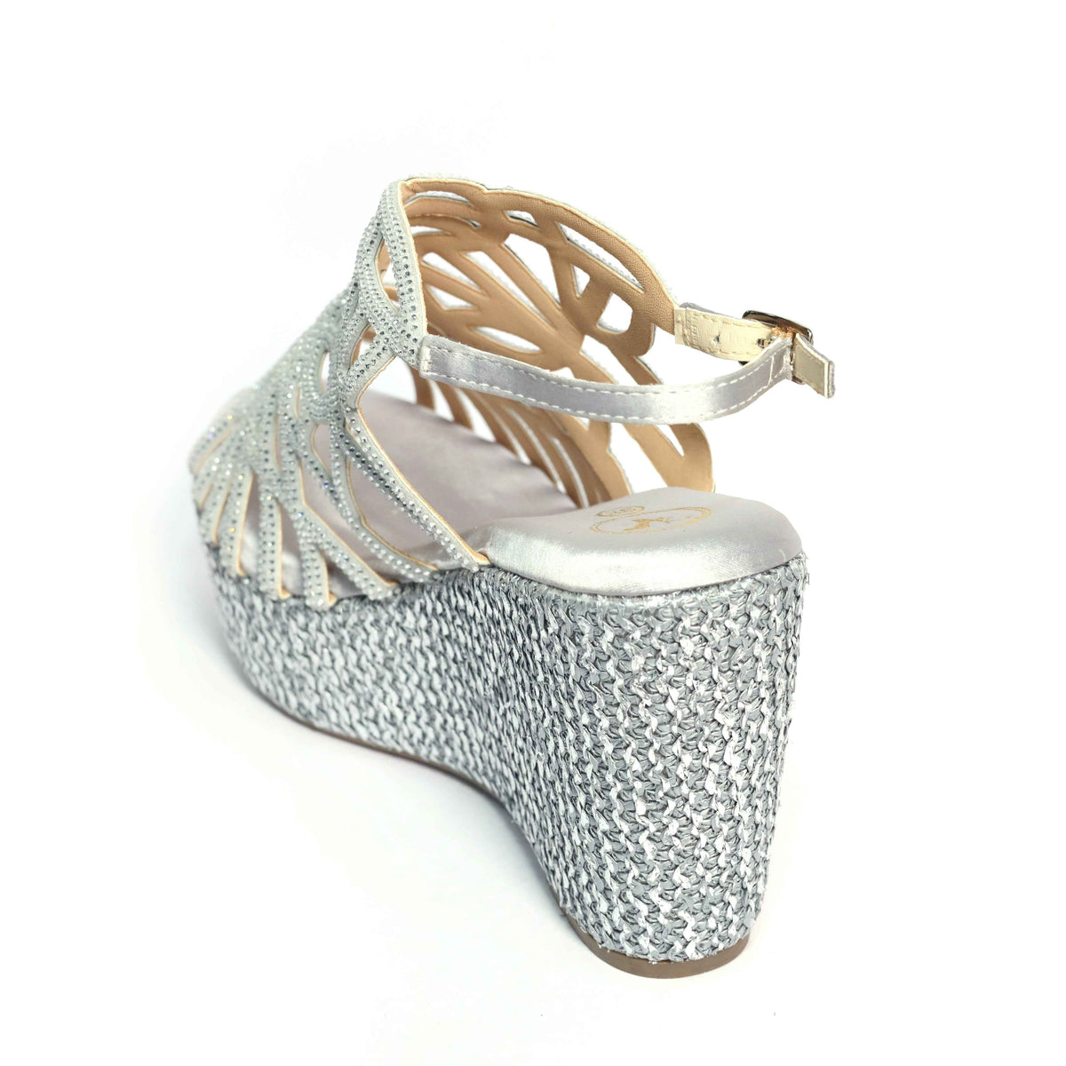Women's Giorgia Grey Wedge Sandals – Open Toe, Vegan Faux Leather