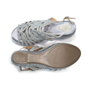 Women's Giorgia Grey Wedge Sandals – Open Toe, Vegan Faux Leather