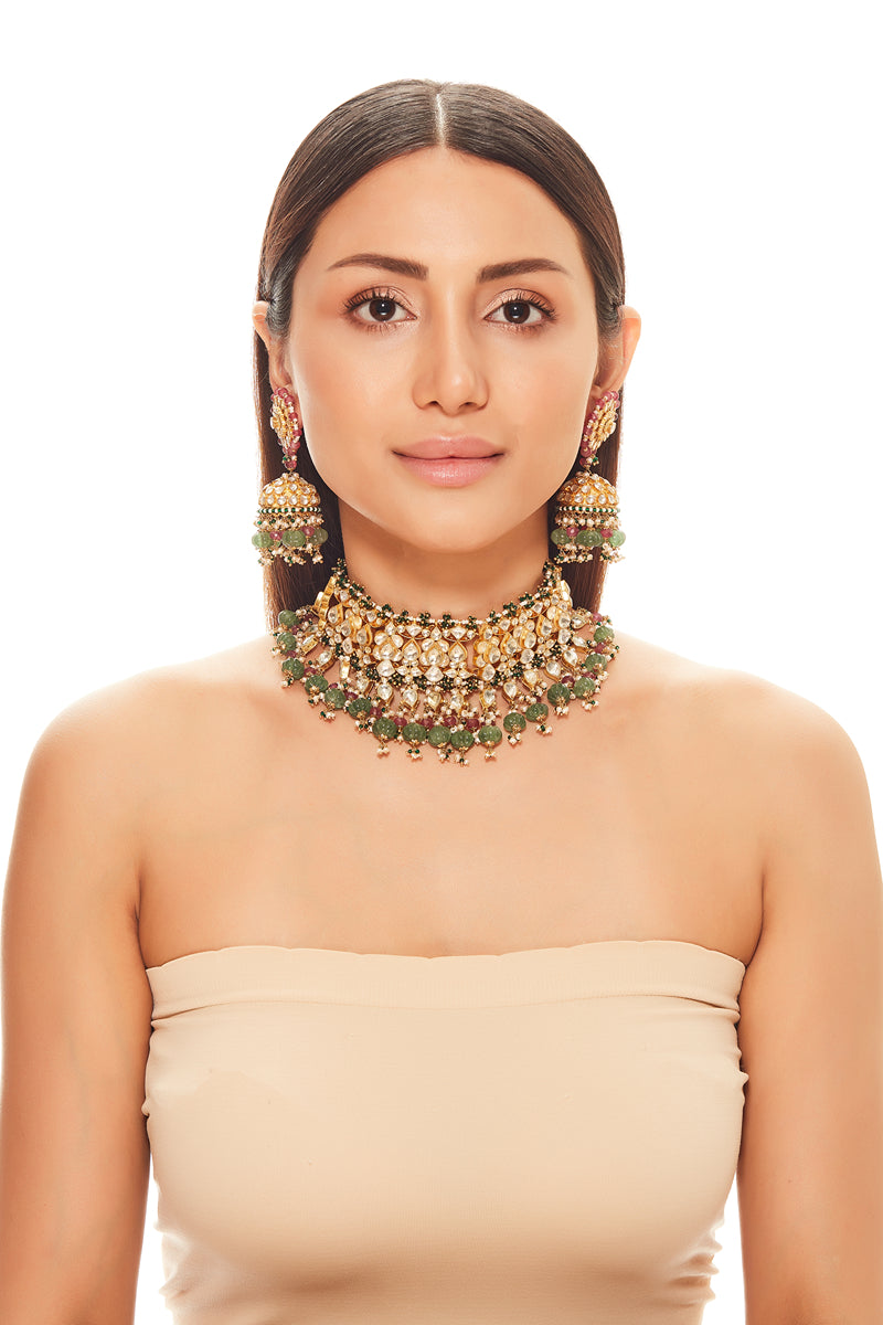Flower Bud Kundan Choker Set