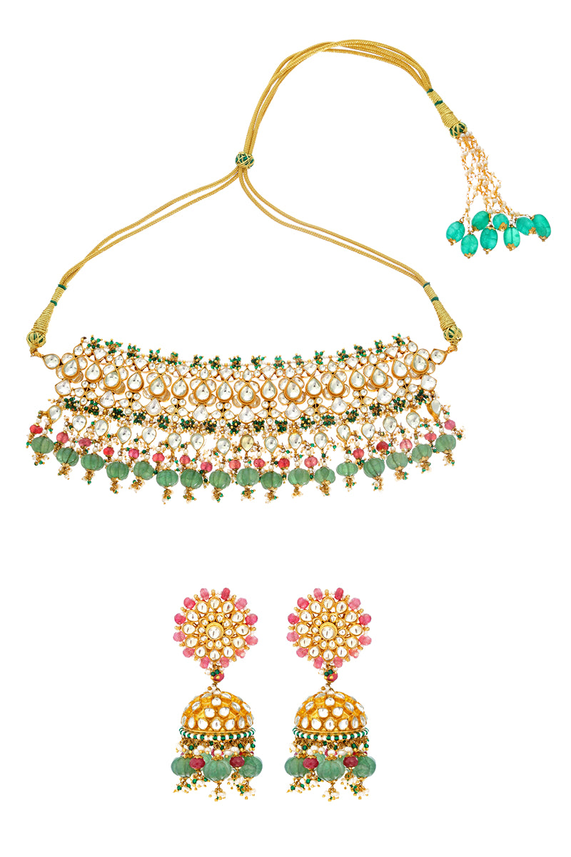 Flower Bud Kundan Choker Set