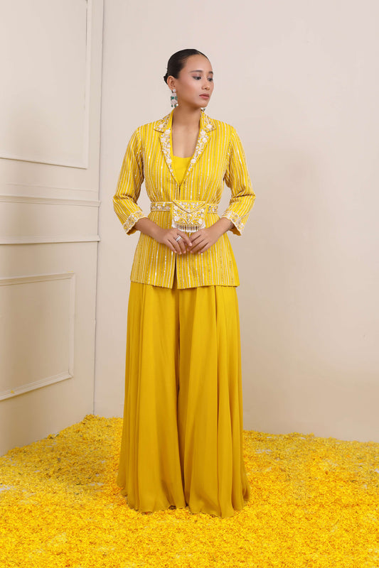 Afra Yellow Co-Ord Set- front view