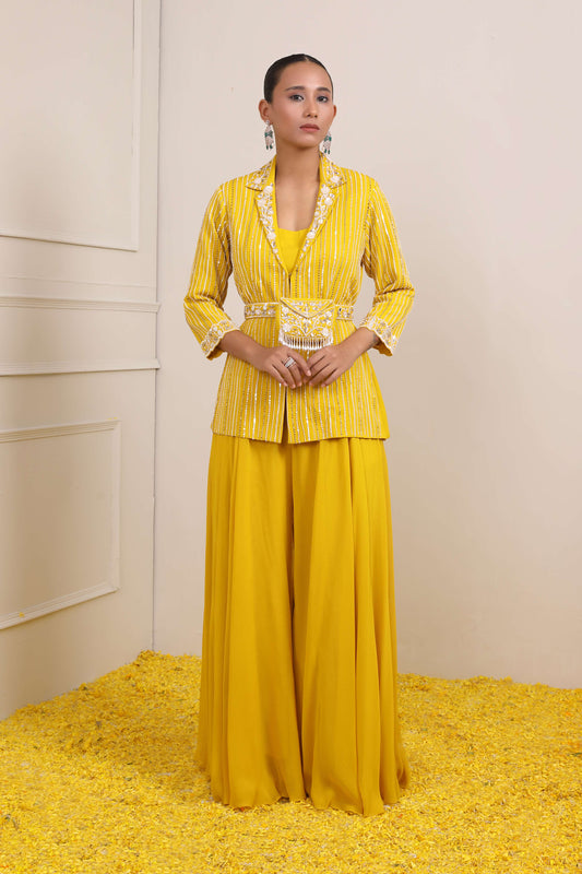 Afra Yellow Co-Ord Set- front view