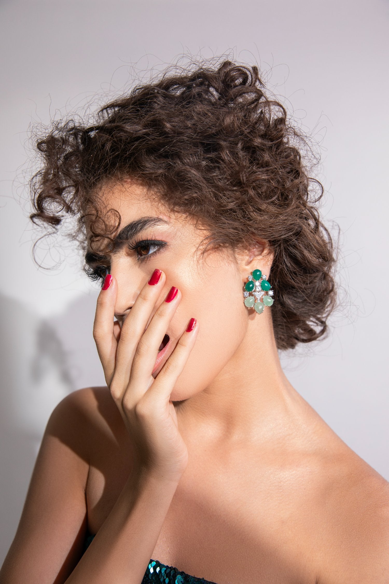 Unique Dual Tone Green Emerald Earrings With Swarovski