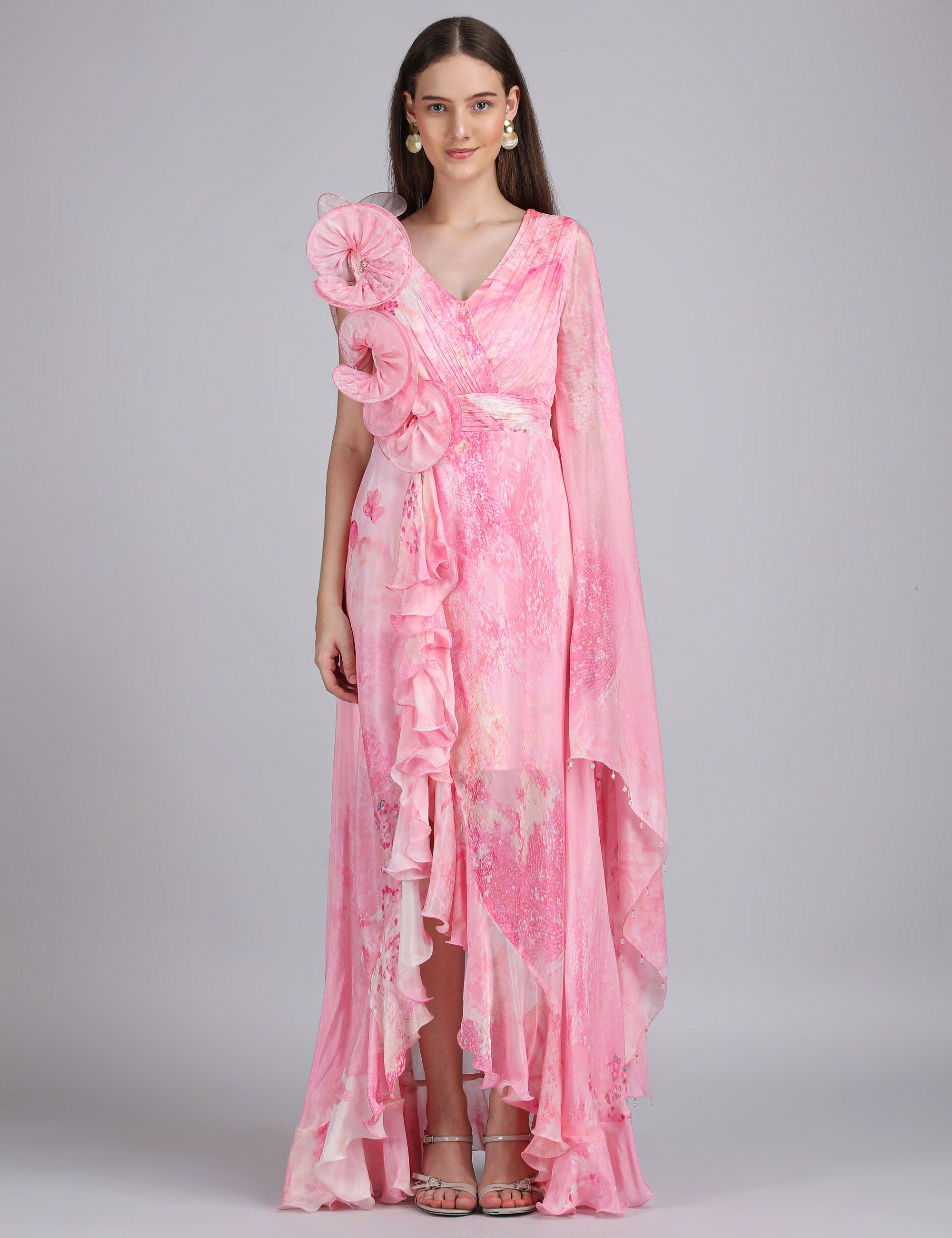 Cotton Clould Self Texture Printed Corsage Dress