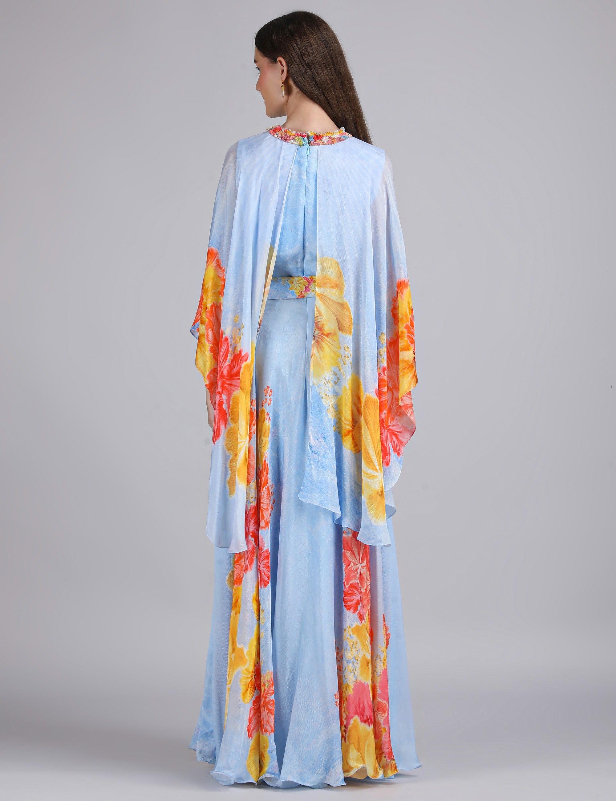 Faux Cosmos Sky base Printed cape Dress