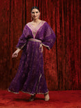 Load image into Gallery viewer, Purple & Rani Pink Crinkle Kaftan & Belt Set
