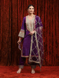 Load image into Gallery viewer, Purple & Orange Kurta Pant Dupatta Set
