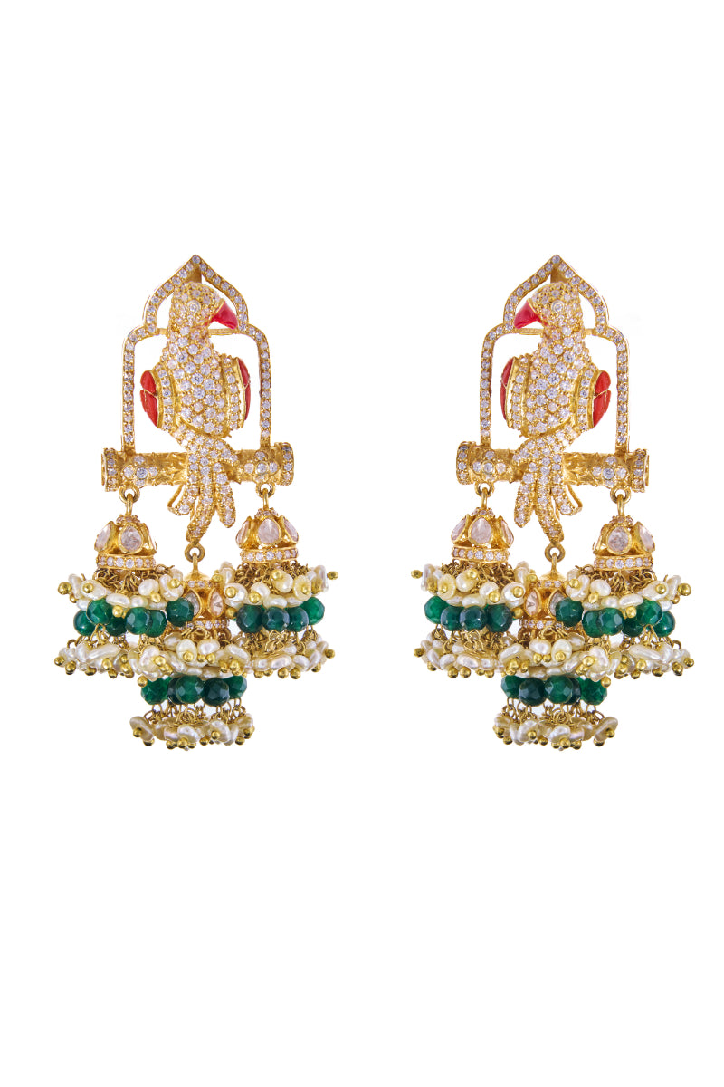 Coral Parrot Earrings