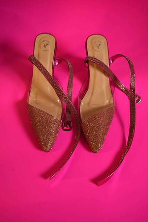 Pink Sleek Cheek Pointed Toe Heel Sandals