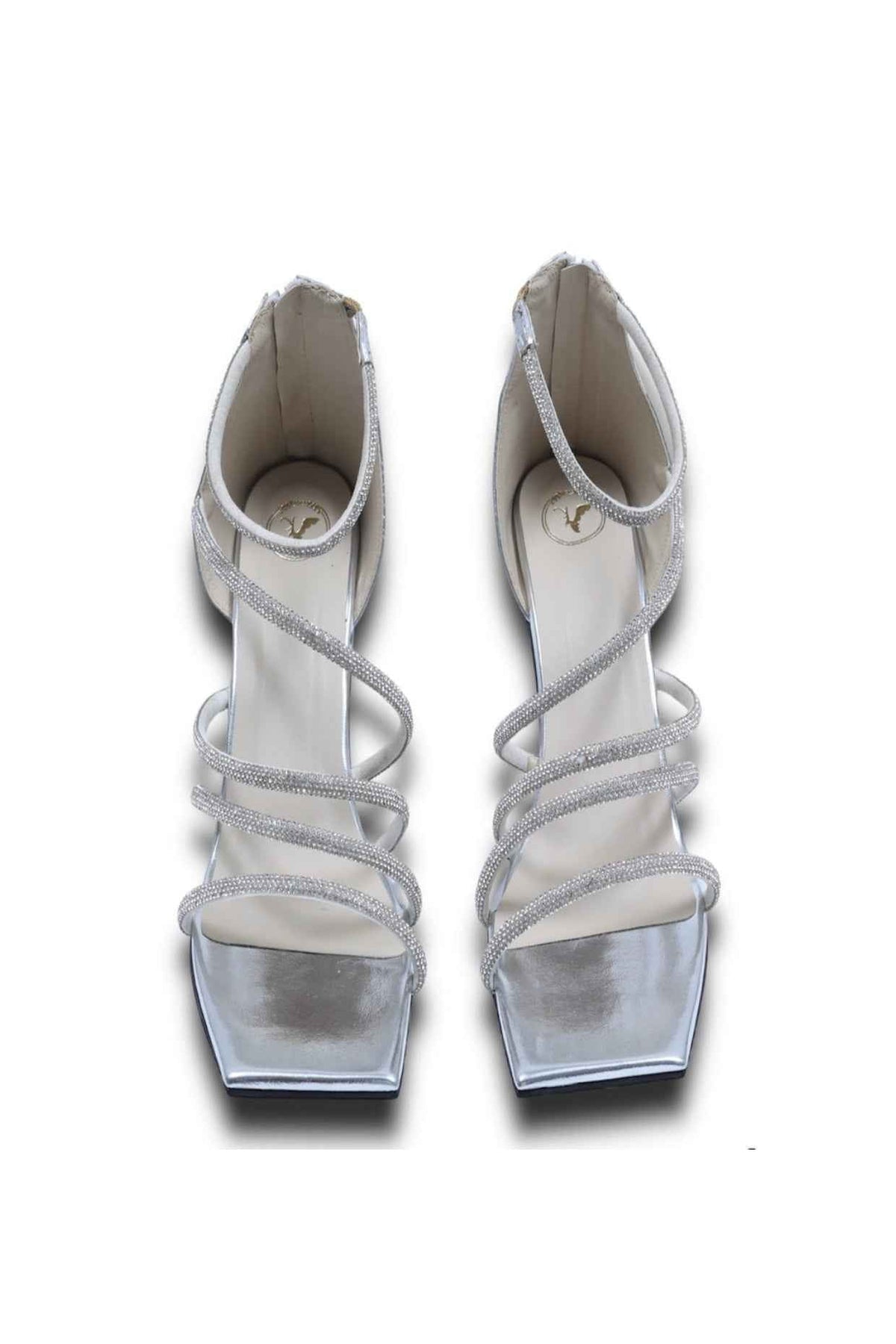 Atimka Silver Open Toe Heels