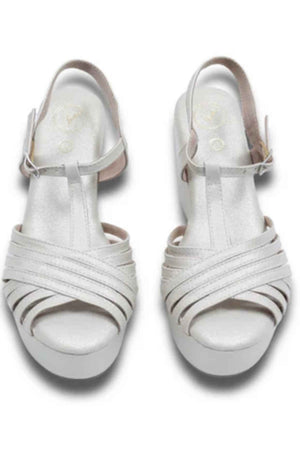 Dolphin Wedge Junk Beige Open Toe Heels
