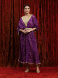 Load image into Gallery viewer, Purple & Lomon Green Crinkle Kaftan & Belt

