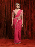 Load image into Gallery viewer, Rouge Pink Georgette Saree Saree & Blouse Set
