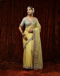 Load image into Gallery viewer, Light Yellow & Powder Blue Saree & Blouse Set
