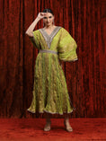 Load image into Gallery viewer, Lomon Green & Brown Crinkle Kaftan & Belt Set
