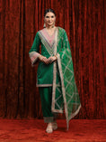 Load image into Gallery viewer, Green, Rani Pink & Purple Kurta Pant Dupatta Set
