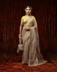 Load image into Gallery viewer, Mouse & Lime yellow Saree & Blouse Set
