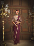 Load image into Gallery viewer, Dark Purple And Maroon Saree & Blouse Set
