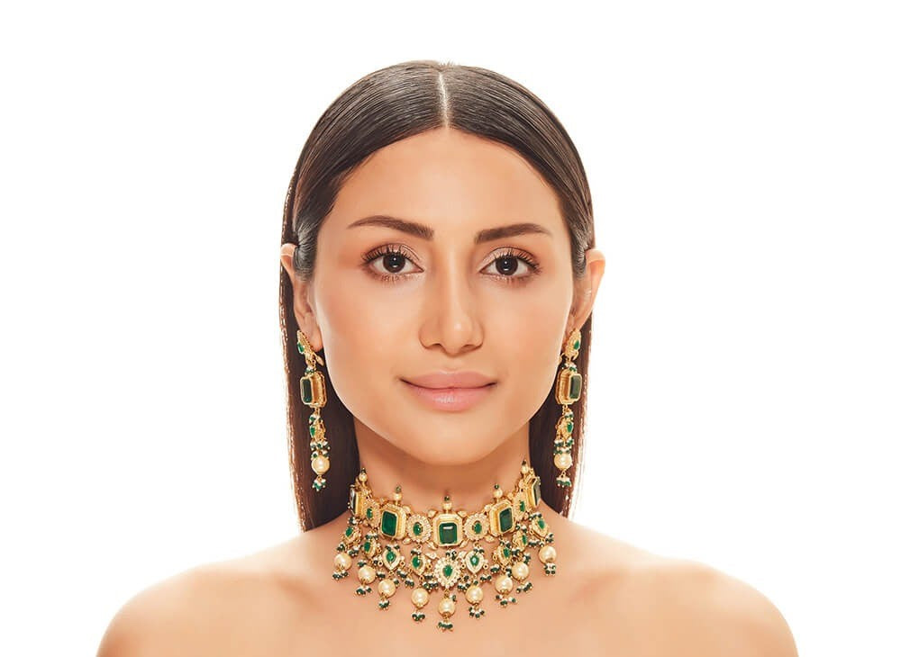 Emerald And Diamond Choker Set