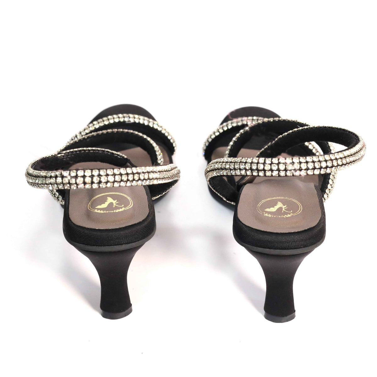 Berry Black Open Toe Heels for Women with Buckle Closure