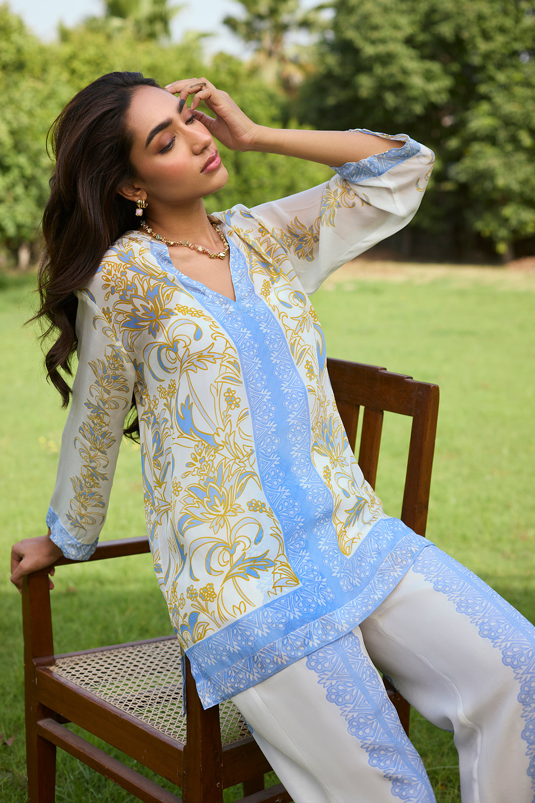 Mehak Lavender Blue Printed Set