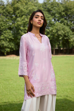 Pink Embroidered Ombre Farshi Salwar Set