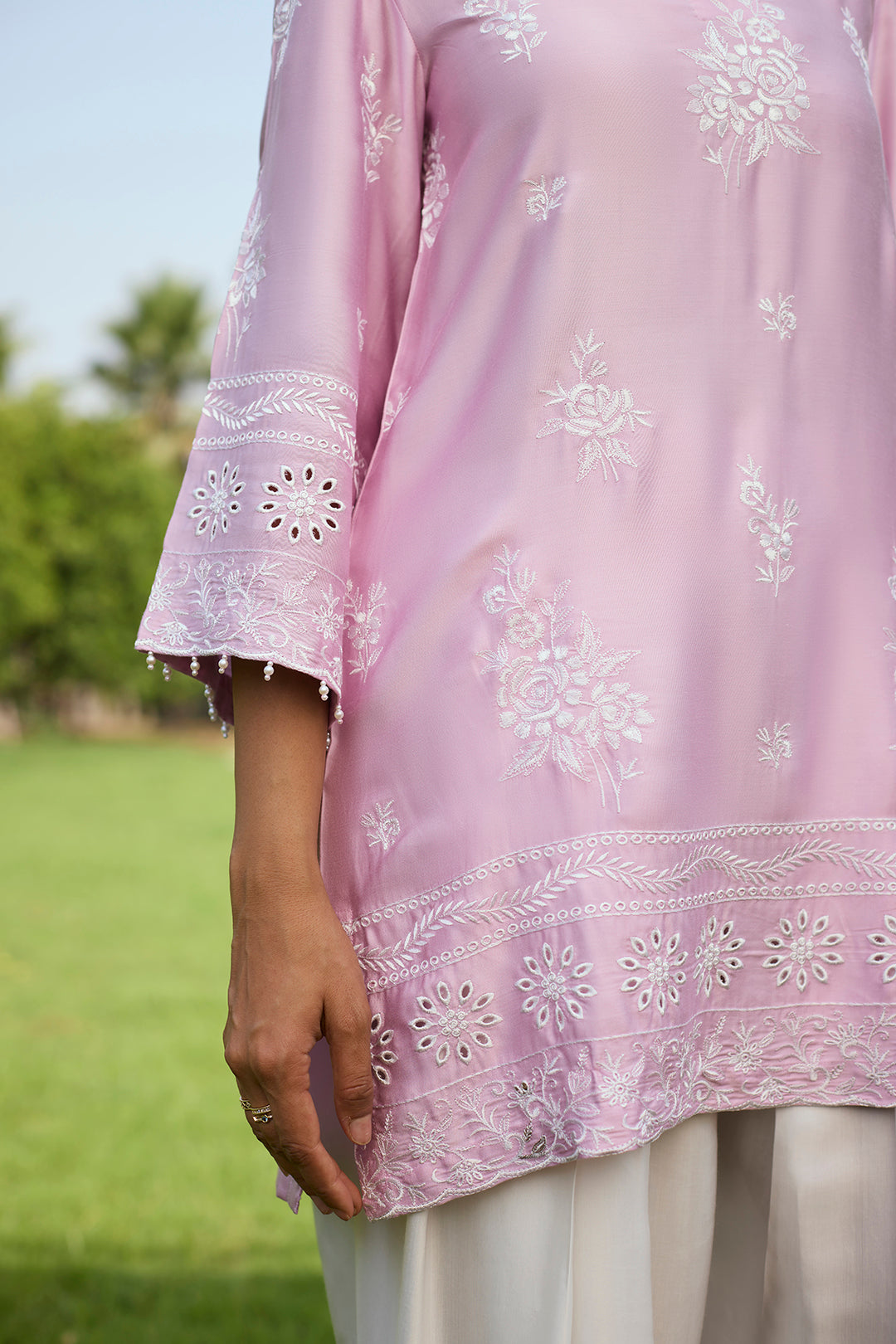 Pink Embroidered Ombre Farshi Salwar Set