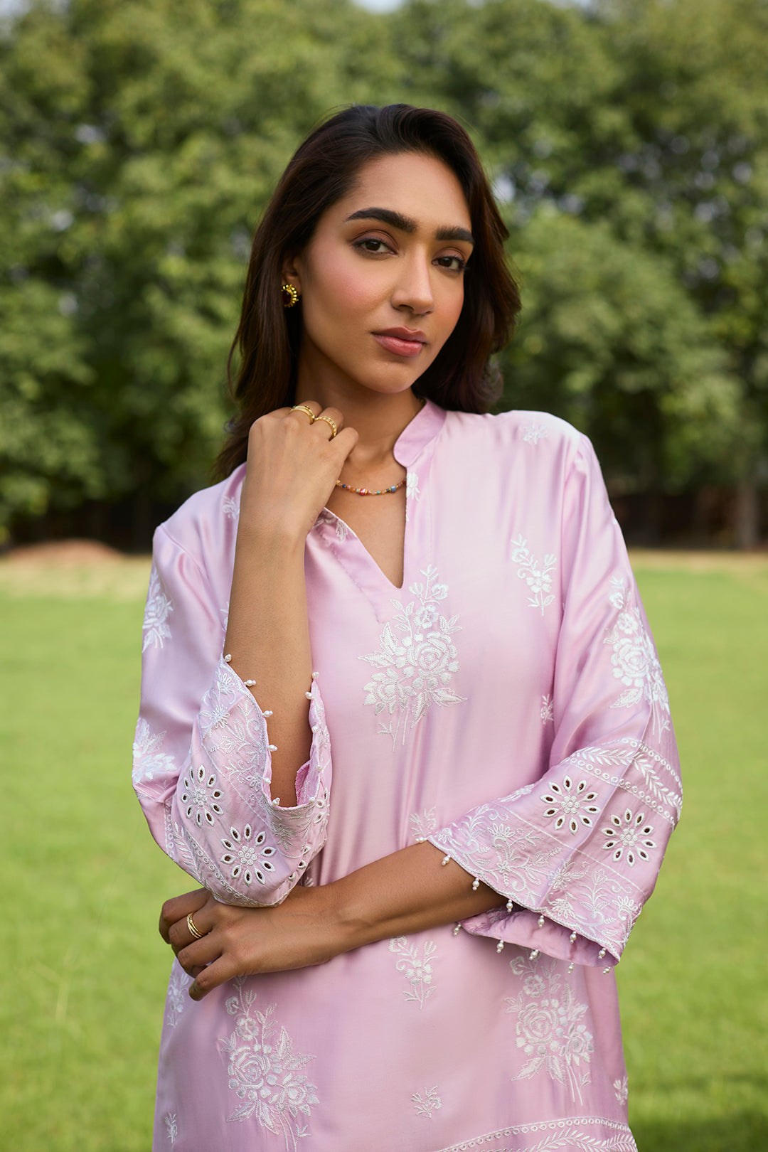 Pink Embroidered Ombre Farshi Salwar Set