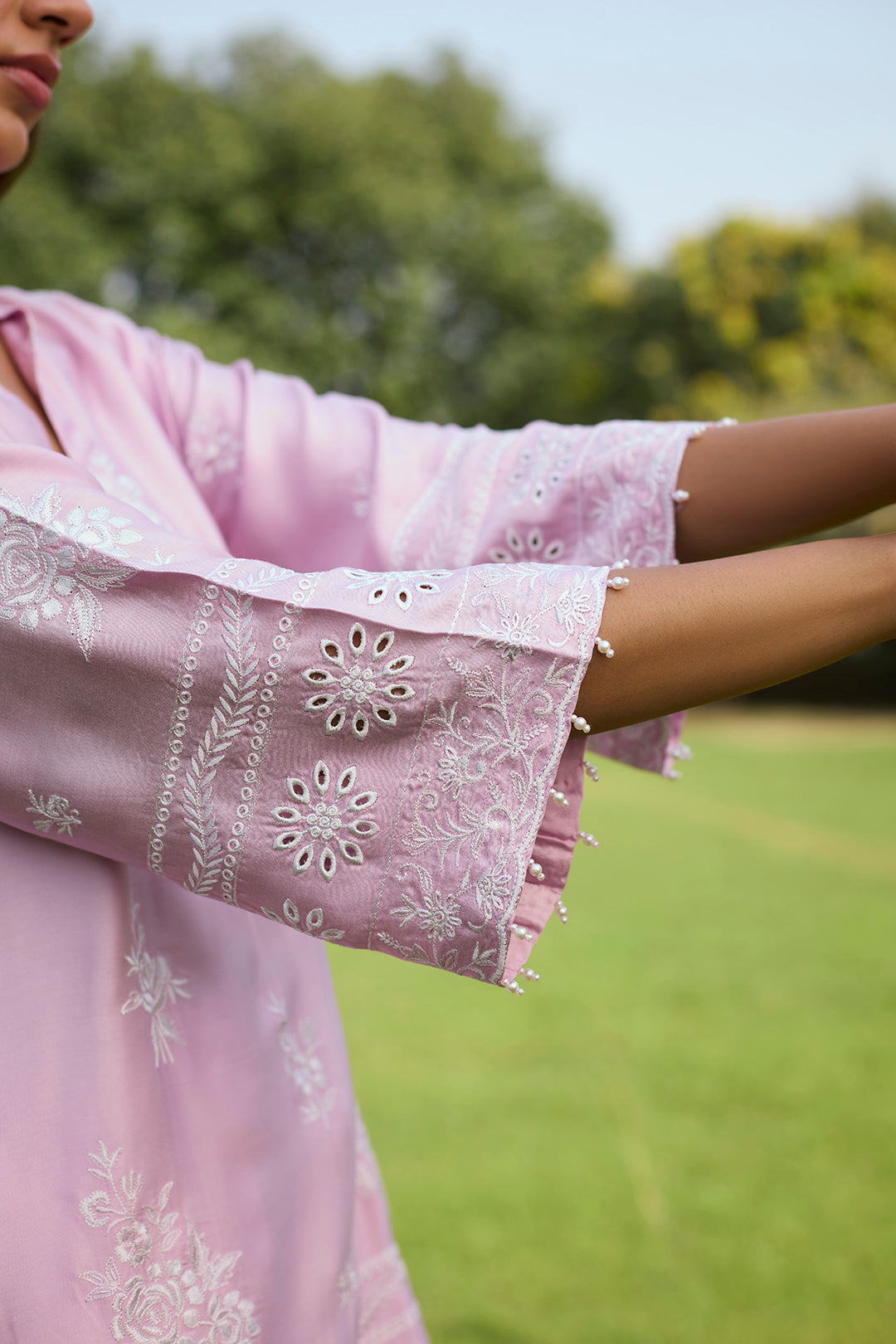 Pink Embroidered Ombre Farshi Salwar Set