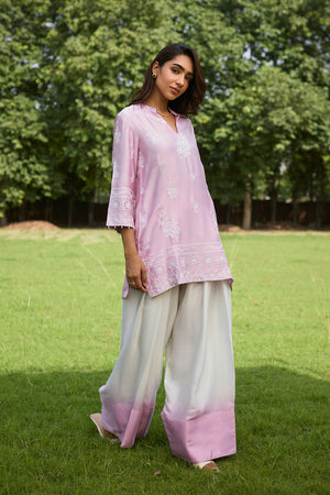 Pink Embroidered Ombre Farshi Salwar Set