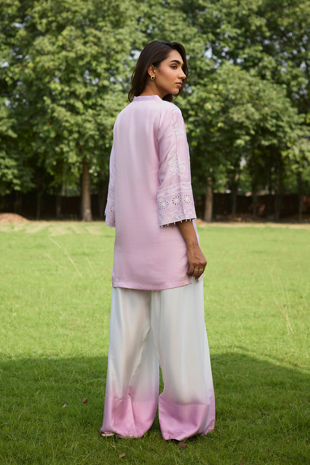 Pink Embroidered Ombre Farshi Salwar Set