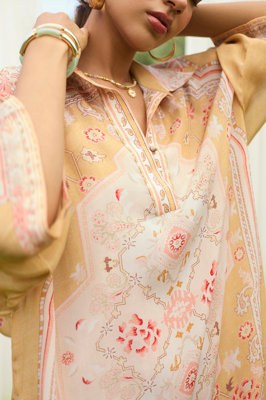 Apricot Print Dress