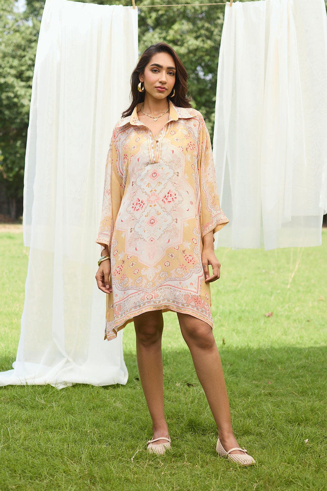 Apricot Print Dress