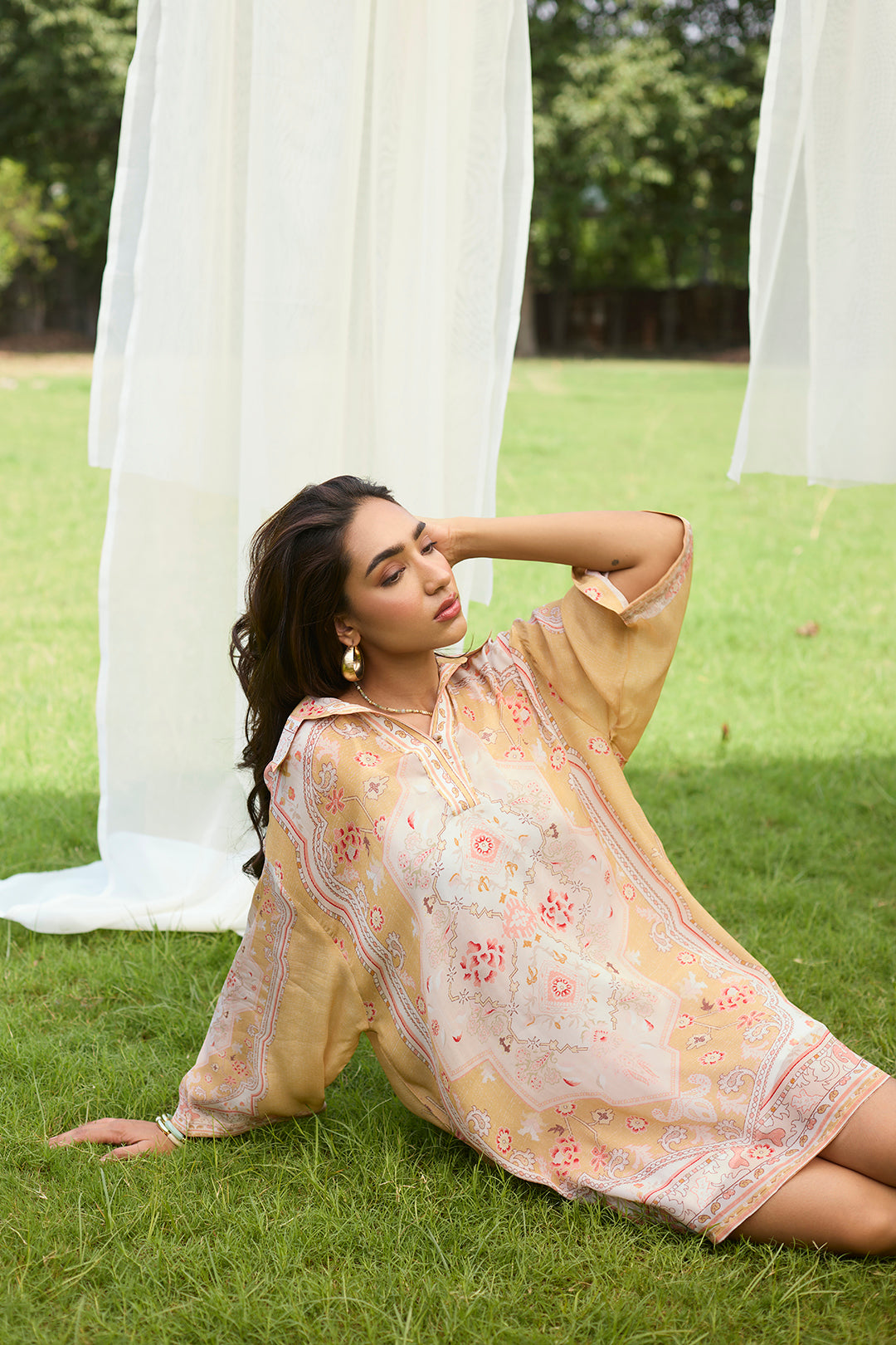 Apricot Print Dress
