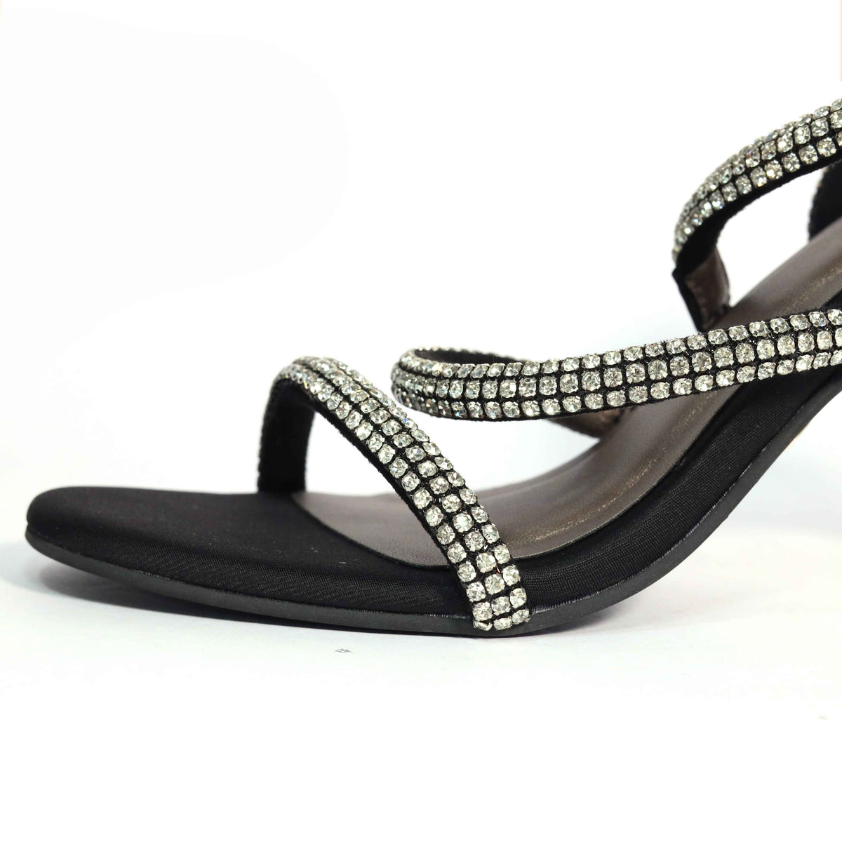 Berry Black Open Toe Heels for Women with Buckle Closure