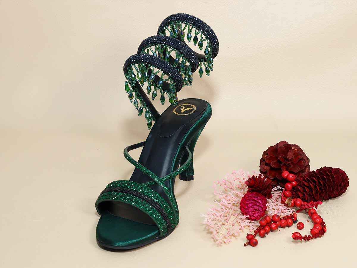 Green Jhallar Pencil Heel