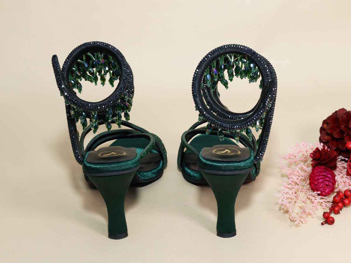 Green Jhallar Pencil Heel