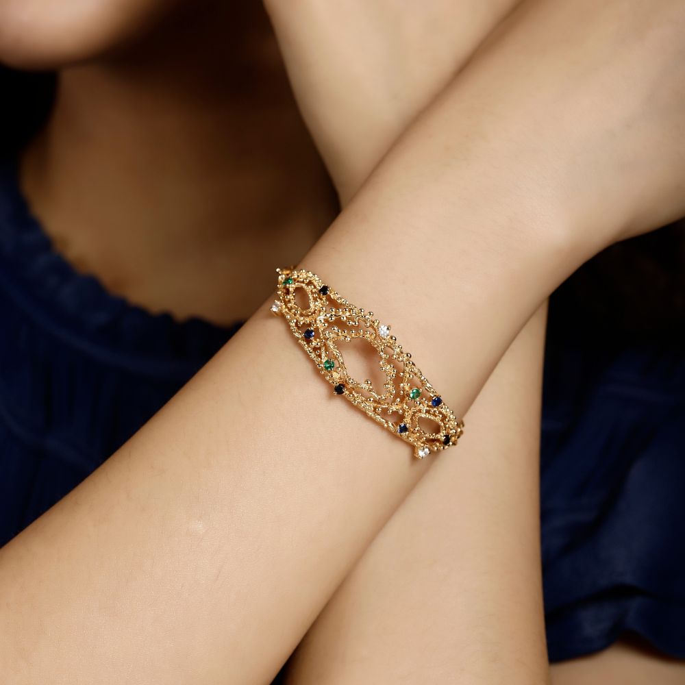 Textured Band Cuff-Gold