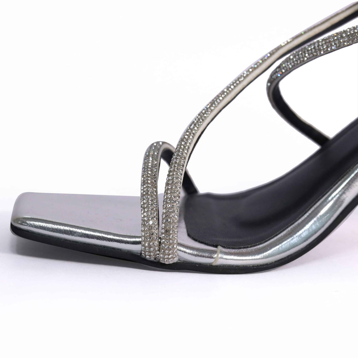 Silver Berry Open Toe Heels for Women in Faux Leather