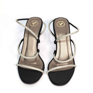 Berry Black Open Toe Heels for Women – Synthetic Slip-On Party Sandals