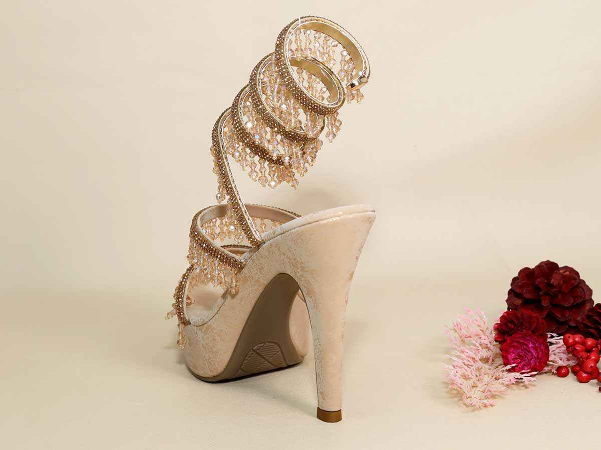 Glitz Gold Springs Letoes Pencil Heel